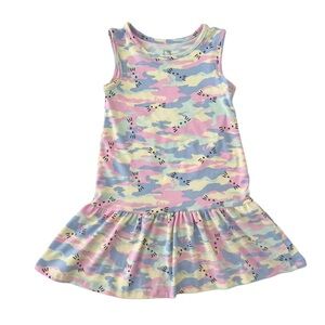 Hello Kitty Kids Pastel Camouflage Sleeveless Ruffle Dress | Girls XS (4/5)